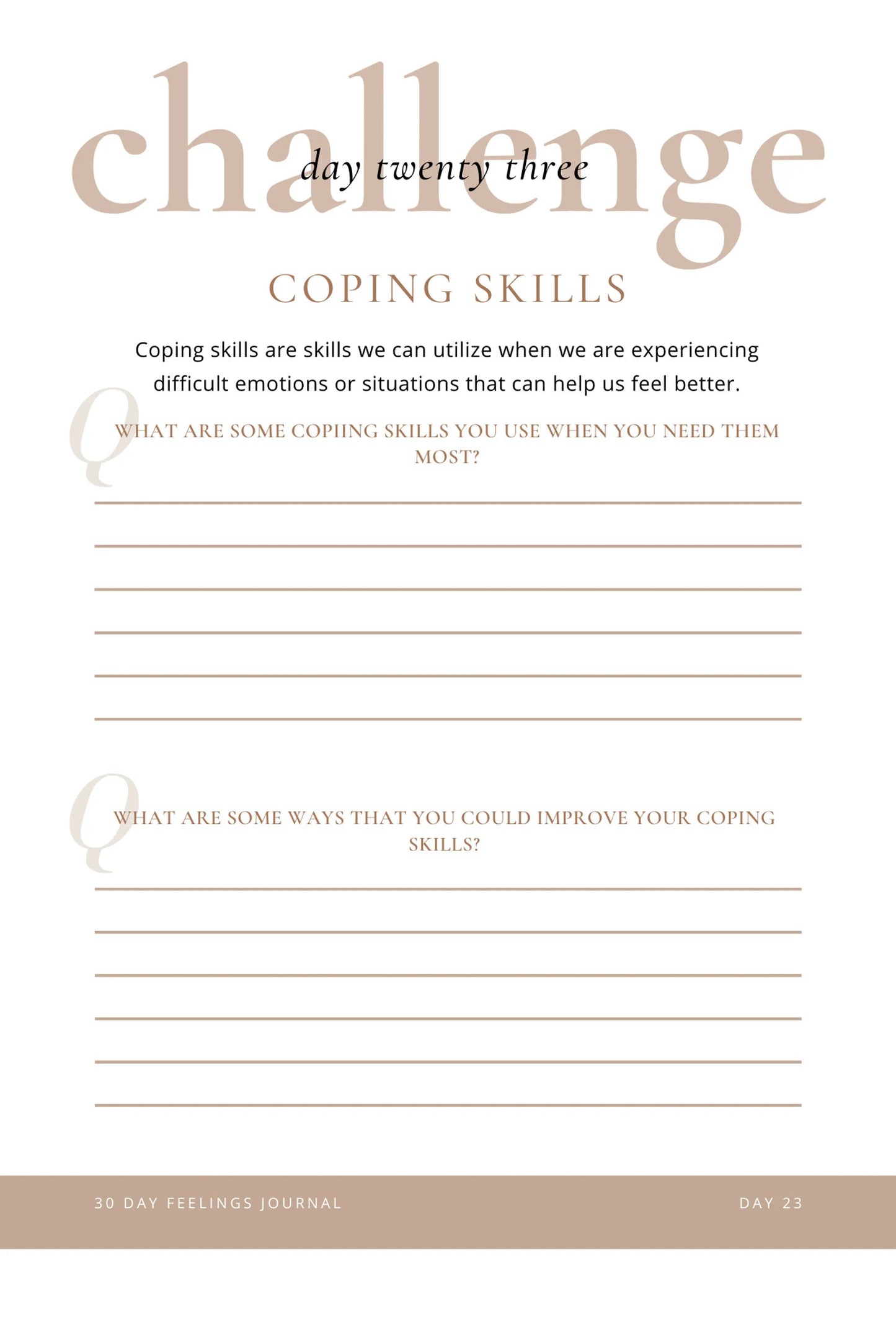 Mental Health 30 Day Feelings Journal